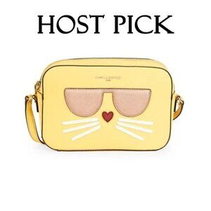 NWT Karl Lagerfeld faux leather lemon crossbody camera bag